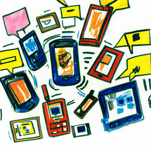 A colorful graphic depicting mobile devices.